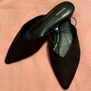 Express Black Suede Mules Size 9.5